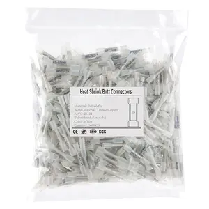 500 count White Heat Shrink  Connectors AWG26-24, Marine Grade Heat Shrink Wire Connectors,Tinned Red Copper, Insulated Crimp  Splice Electrical Connectors