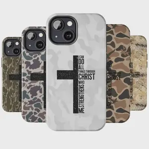 Vintage I Can Do All Things Through Christ Who Strengthens Me Camo Cross Phone Case 11 12 13 14 15 16