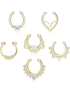 Fake Nose Ring Septum für Damen Herren Fake Nasenpiercing Ring Hoop Clip On Lip Ohr Fake Septum Piercing Fake Nasenring Spiral Nose Ring
