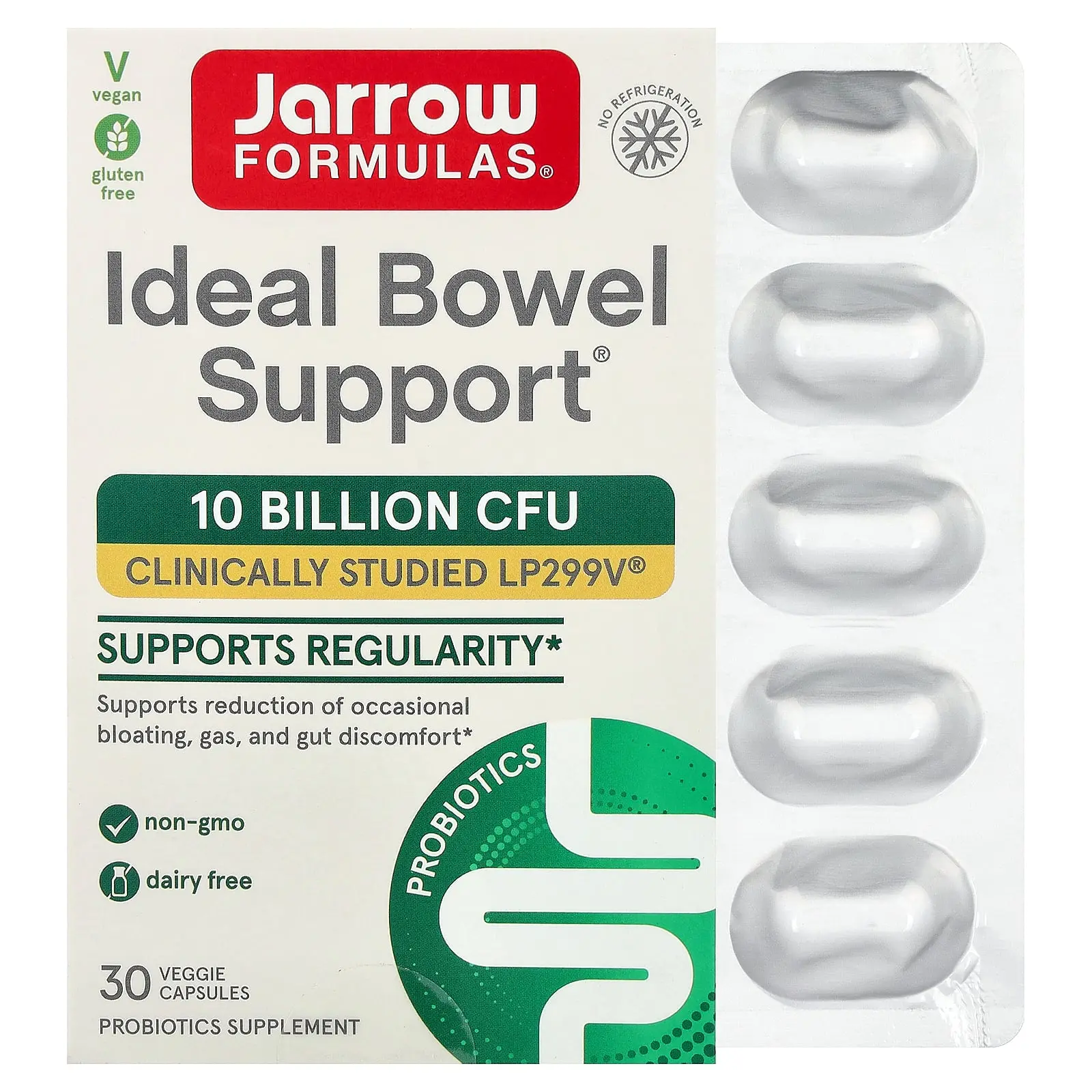 Jarrow Formulas Ideal Bowel Support®, 10 Billion CFU, 30 Veggie Capsules