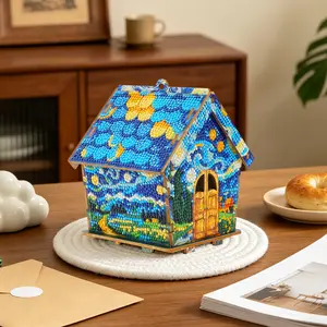 Van Gogh Inspired Starry Night 3D Diamond Art Painting Kit, Full-Set Beginner-Friendly DIY Needlework Craft for Home Accents, Stress-Relief Gift for Her