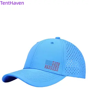 2026 6-piece laser perforated baseball cap with flag pattern for sun shading, sun protection, quick drying, waterproof mesh sports duckbill cap tiktokshopspringglowup,summervibes