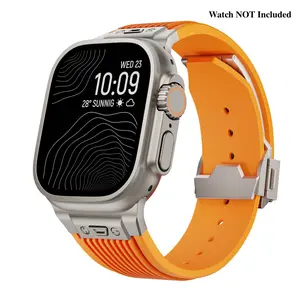 Adjustable Sport Watchband compatible with Apple Watch Band 49mm 46mm 45mm 44m 42mm for Apple Watch Band  Wide Rugged 316L Stainless Steel Connector Durable Silicone Band Gift Birthday Father'sDay Wearable Strap Bracelet