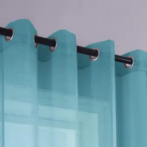 KOUFALL Teal Curtains 84 Inch Length for Living Room 2 Panels Set,Sheer Grommet Beach Curtains for Bedroom Girls,52x84 Inches Long,Dark Teal