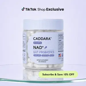 Caddara Elevate Liposomal NAD+ 250mg Trans-Resveratrol 50mg Capsules & Gut Probiotics, Double Capsule, Advanced Cellular Energy Support, 60 Capsules