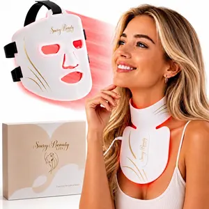Red Light Therapy Mask for Face and Neck, Red Blue Infrared Mixed Light Modes - MN1 Phototherapy Device for Full Face Wrinkles, Mild to Moderate Acne, Topical Heating and Local Blood Circulation