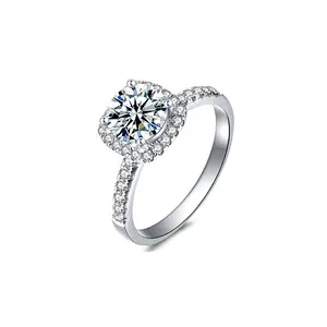 925 sterling silver Moissanite ring jewelry female niche high-end light luxury style sugar cube ring gift
