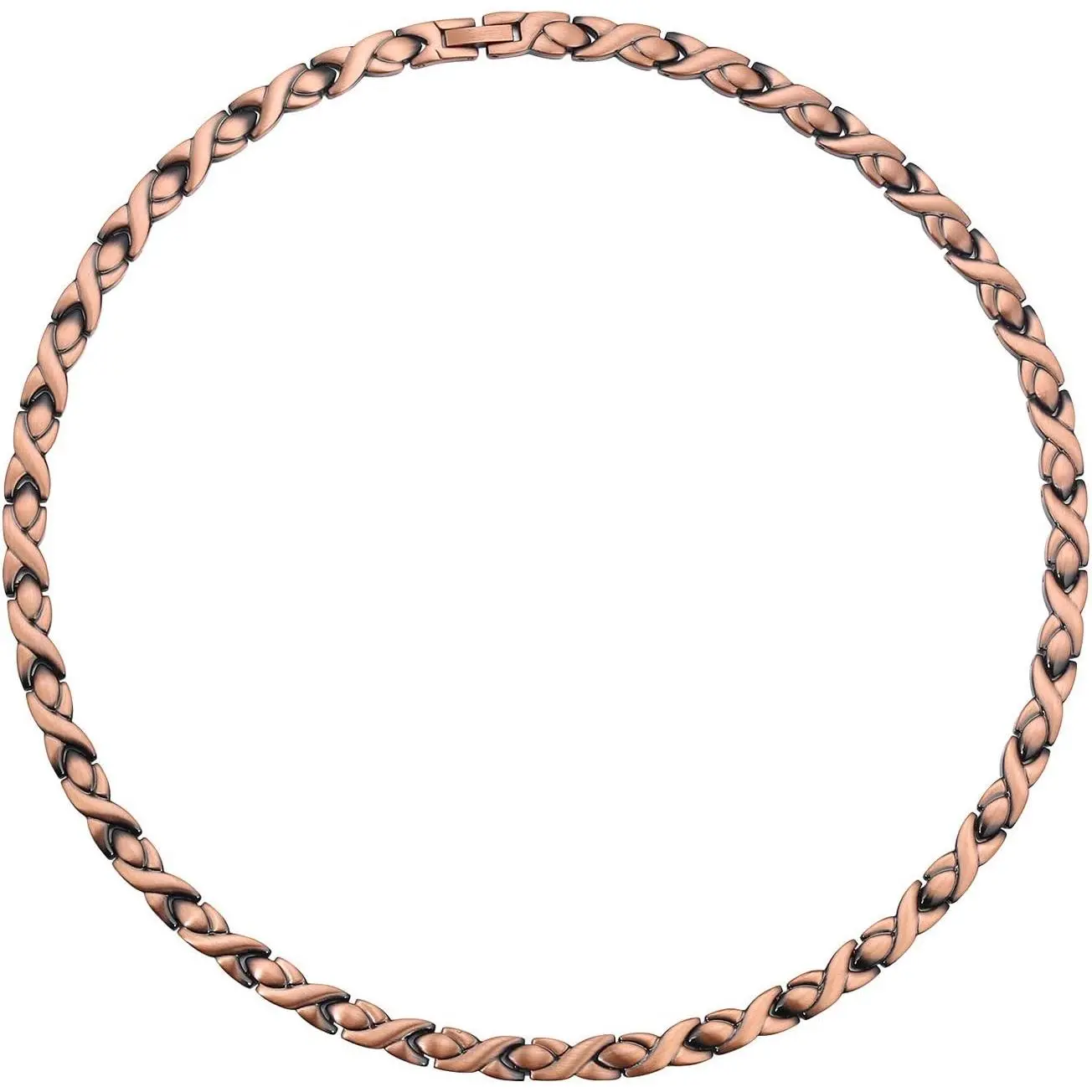Copper Necklace for Women Men Pure Solid Copper Chain Necklace with Magnets Unique X Shape Links Adjustable Handmade Jewelry Handmade Fashion Accessory