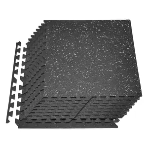 fathersdaygift VEVOR Puzzle Exercise Mat, 12 PCS Fitness Equipment Mats, 24x 24x 0.4 in, High-Density EVA Foam Mats Set, Interlocking Rubber Soft Tiles, Protective Floor Padding with Gray Dots for Home Gym Office