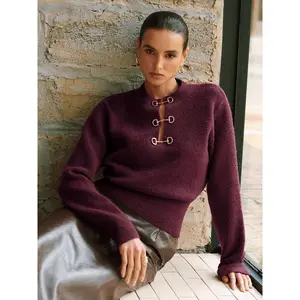 Horsebit Detail Long Sleeve Sweater