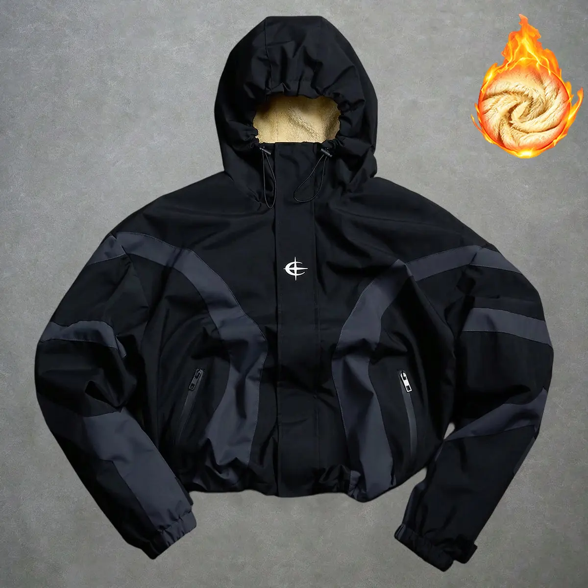 Men'S Fall Winter Fleece-Lined Multi-Pocket Jacket - Outdoor Durable Thickened Windproof Hooded Coat - Machine Washable Stretch Fabric with Zipper Pockets And Thickened Winter Fleece Jacket