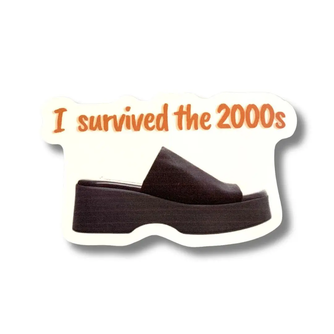 GetBullish I Survived the 2000s Slide Shoe Sticker 2.5" Glossy Decorative Millennial Gen X Y2K Fashion Ornaments for Laptops Water Bottles Bikes