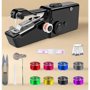Portable Electric Handheld Sewing Machine for Beginners, Small Mini Sewing Kit for Adults with Manual & Accessories, Quick Hem Stitching Tool