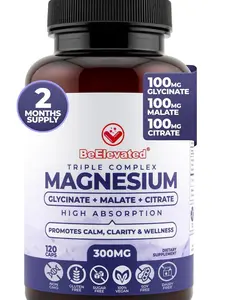 BeElevated Triple Complex Magnesium – Boost Brain, Muscle & Relaxation! High-Absorption, Vegan & Non-GMO Dietary Supplement for Optimal Wellness!