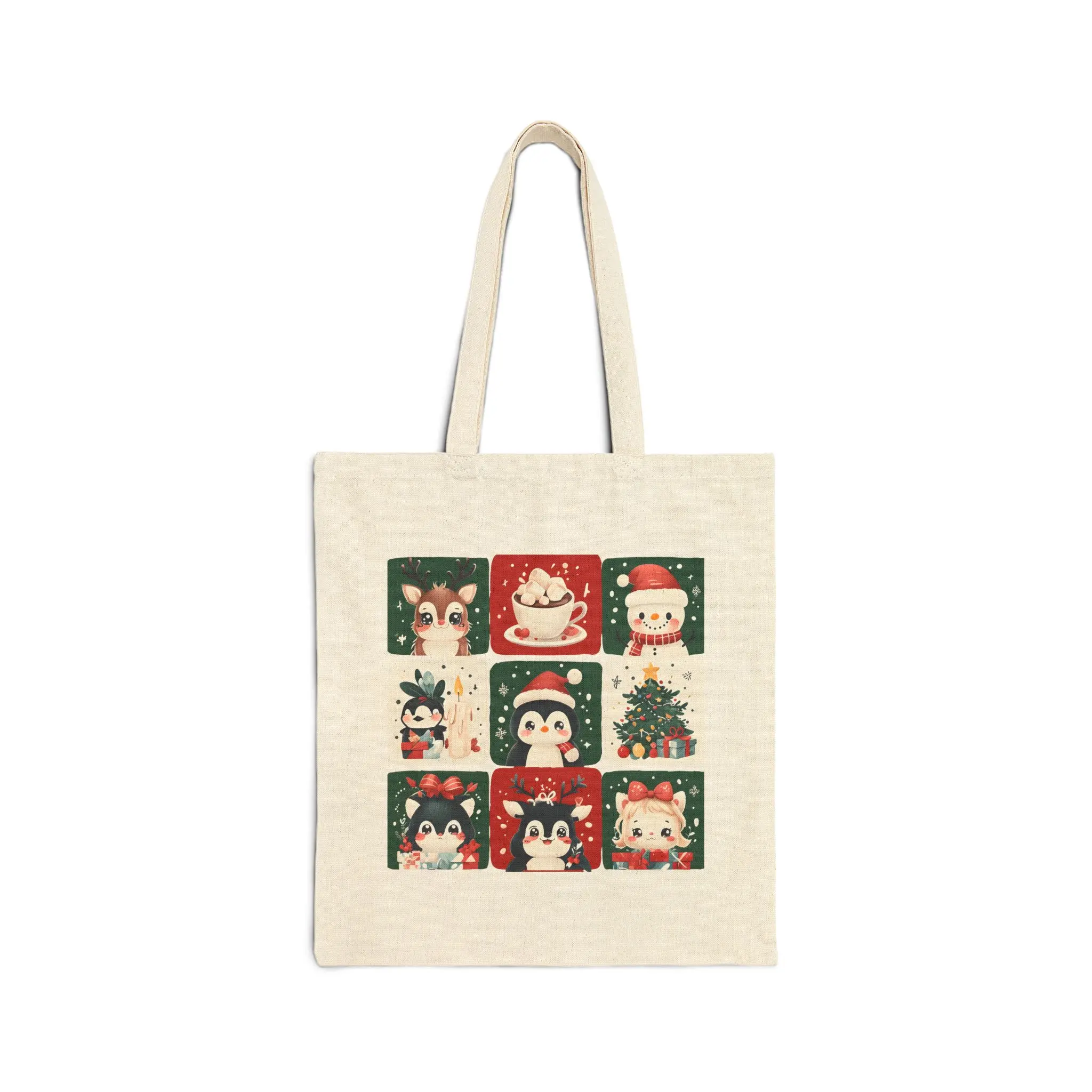 Festive Cotton Canvas Christmas Tote Bag | Stylish, Durable & Perfect for Holiday Shopping