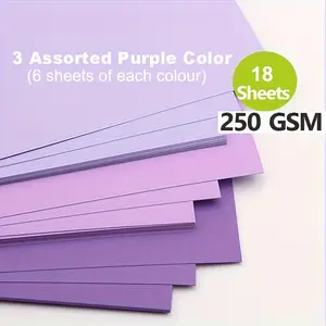 18 Sheets Assorted Purple Cardstock Printable A4 Color Paper 230gsm Suitable for Scrapbooking Card Making DIY Art Craft Supplies