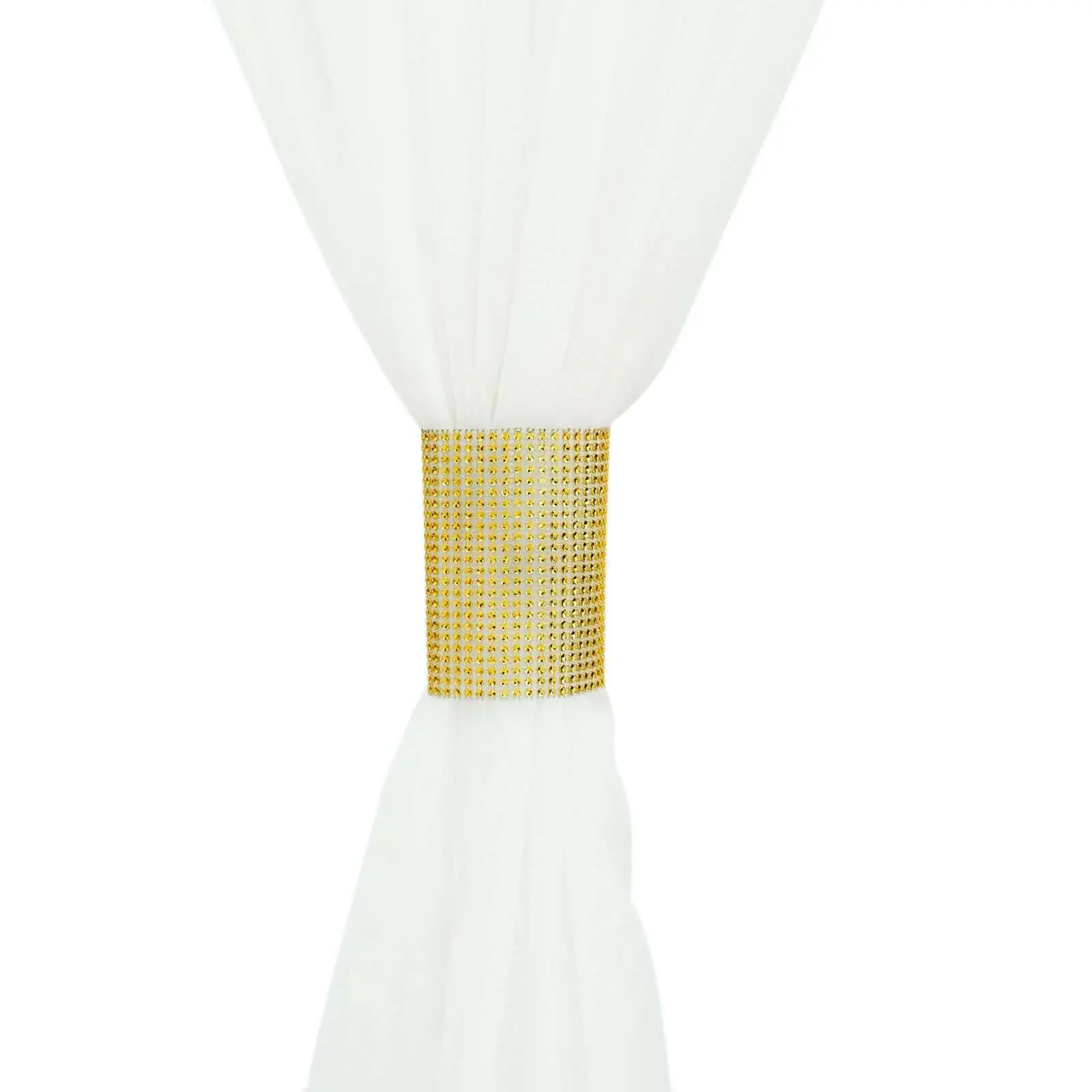4 Pack Gold Rhinestone Mesh Velcro Backdrop Curtain Bands - 5"X10" Interior Decoration Accessories, Large Room Decor Curtain Chair Sash Clip Tie Backs