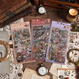 A SET FOR 3 Packs，Waterproof PET journal stickers – European vintage,  18 SHEETS, niche patterns for scrapbooking, DIY journaling,  card making, gift wrapping, and mixed media crafts. Self-adhesive, premium quality for creative projects