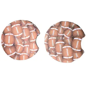 Football Car Coasters - Absorbent Coasters for Cup Holders (2 Pack)