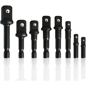 8-  Sockets Adapter Sets, Hex Shank 1/4" 3/8" 1/2"
