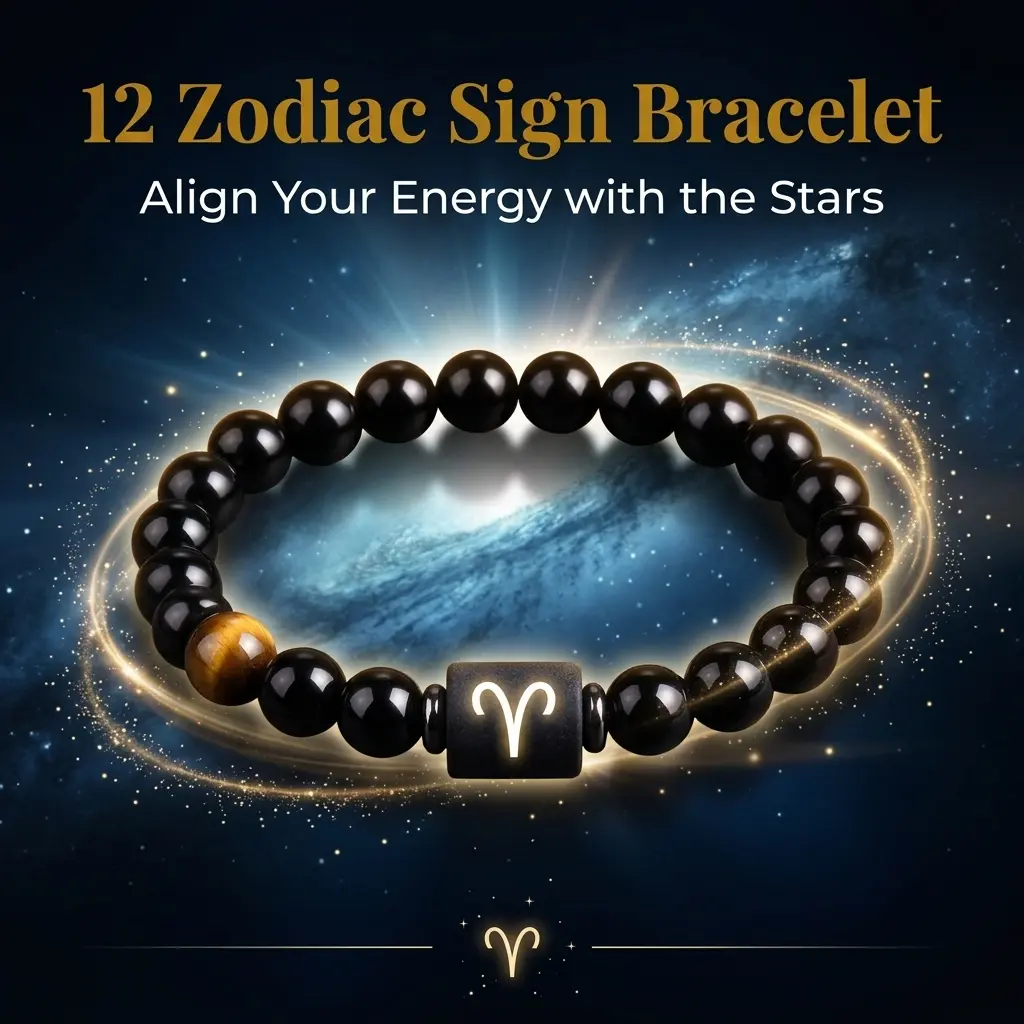 Unisex Zodiac Sign Constellation Bracelet - Black Obsidian-Tiger Eye Beaded Rope Chain, Symbolic Glyph Astrology Jewelry, Adjustable Size Obsidian Stone Wristband, Daily Wear Couple Matching Gift