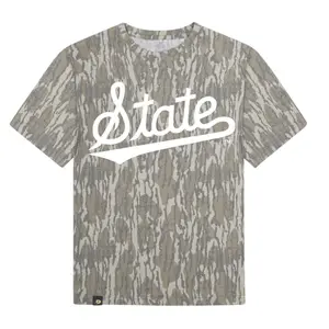 White State Letter Washed Out Tee Mossy Oak Original Bottomland, Mossy Oak Original Bottomland White StateLetter Printing Short Sleeve Shirt