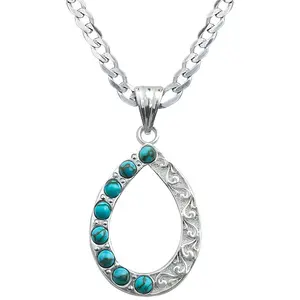 Rodeo Darlin Turquoise Pendant | Western Turquoise Pendant with Chain