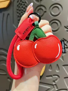 Cute Cherry Design Sparkly Bag Charm, Fashionable Bag Keychain for Women & Girls, Trendy All-Match Bag Accessory for Birthday Gifts