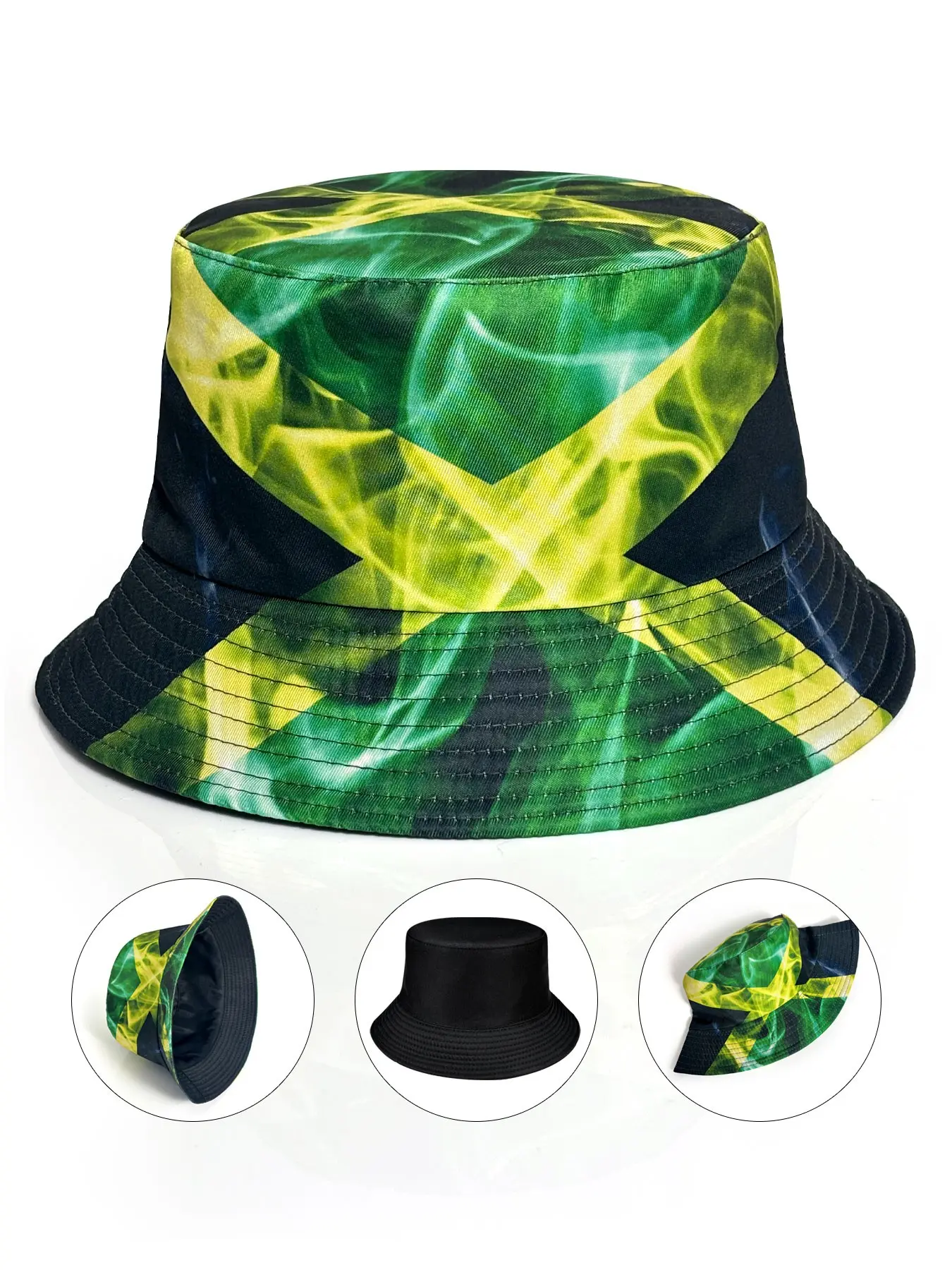 Stylish and personalized hipster fisherman hat, reversible for wearing, Jamaican flag sun hat, lightweight and foldable, suitable for all seasons, outdoor sunscreen and sunshade bucket hat, perfect for daily casual wear, Beach Hat