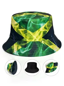 Stylish and personalized hipster fisherman hat, reversible for wearing, Jamaican flag sun hat, lightweight and foldable, suitable for all seasons, outdoor sunscreen and sunshade bucket hat, perfect for daily casual wear