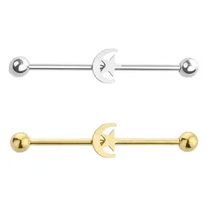 Moon & Star Industrial Barbell 14G 316L Surgical Steel
