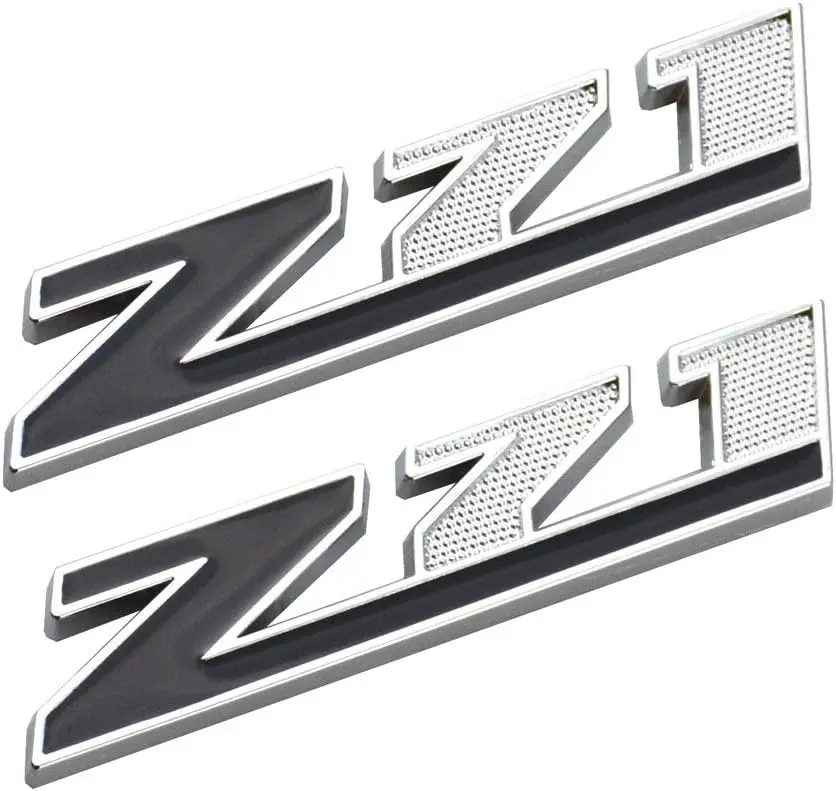 2pcs (Small Size) Z71 Emblems,3D Aolly Decal Emblems for GMC Chevy Silverado Sierra Suburban Colorado (Chrome Black)