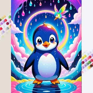 1 set of DIY diamond painting kit, 5D diamond art kit, DIY decoration penguin, rainbow, birds mosaic, diamond art, DIY art home decor, Animals