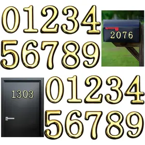 30 PCS Mailbox Numbers for Outside – 3 Complete Sets of 0-9 Self Adhesive Gold House Numbers, 2 Inch Weatherproof Mailbox Numbers for House Door, Apartment, Office, Trash Cans