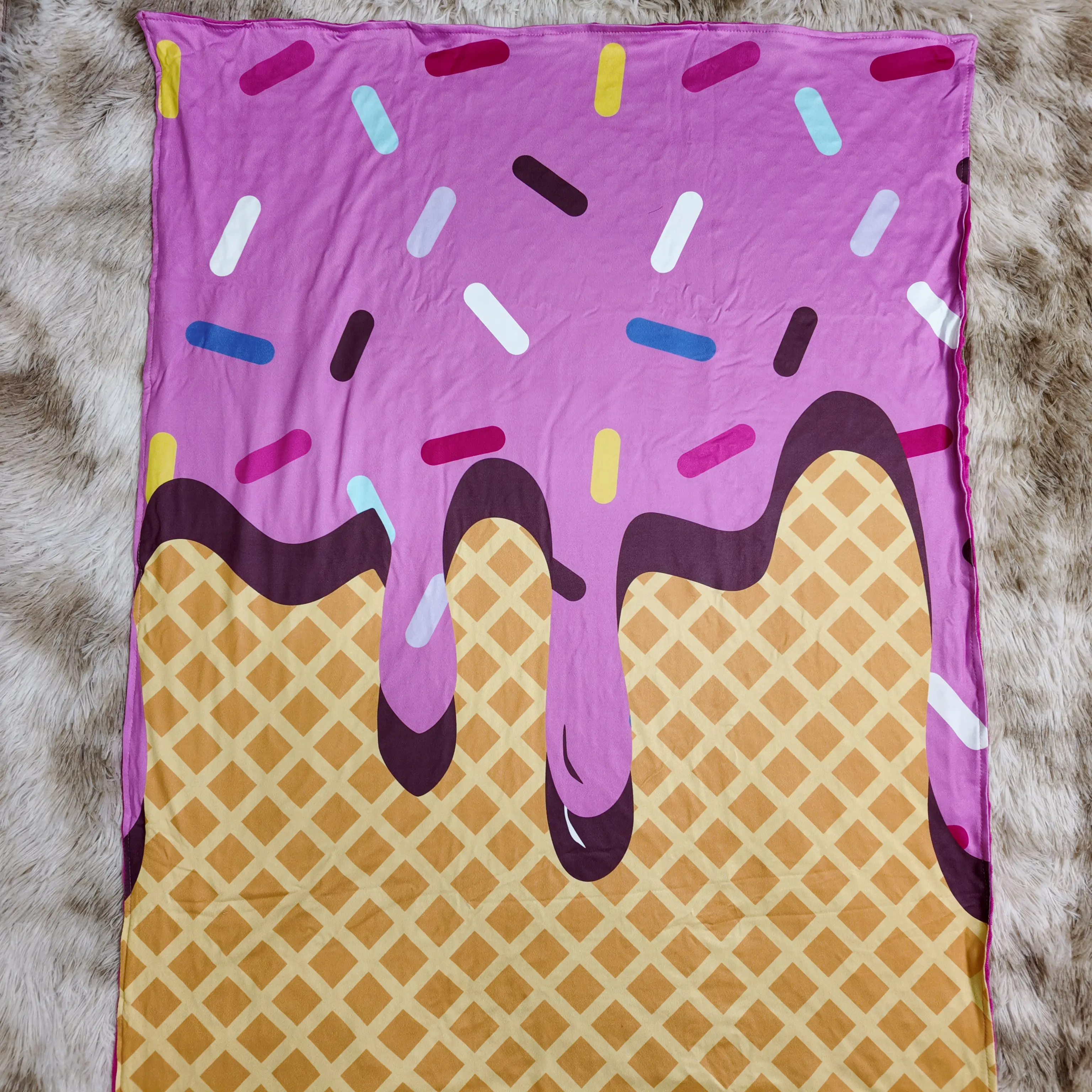 Pink ice cream drip printed blanket baby girls blankets