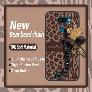 protective case Anti-knock Phone Case For LG K40S Back Cover Waterproof Skin-friendly feel Simplicity Dirt-resistant soft case Black pearl pendant Bear bracelet silicone cute