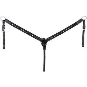 Tough 1 Black Suede Breast Collar with White Buckstitch