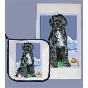 212 MAIN Cotton Absorbent Kitchen Dish Towel and Pot Holder Set - Portuguese Water Dog Design, Home Care Essential, Thoughtful Gift Option