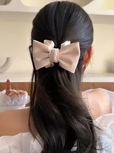 Elegant Bow Bun Clip for Women, New Style Hair Accessory, Cute Ponytail Holder, All Seasons Fashion Jewelry