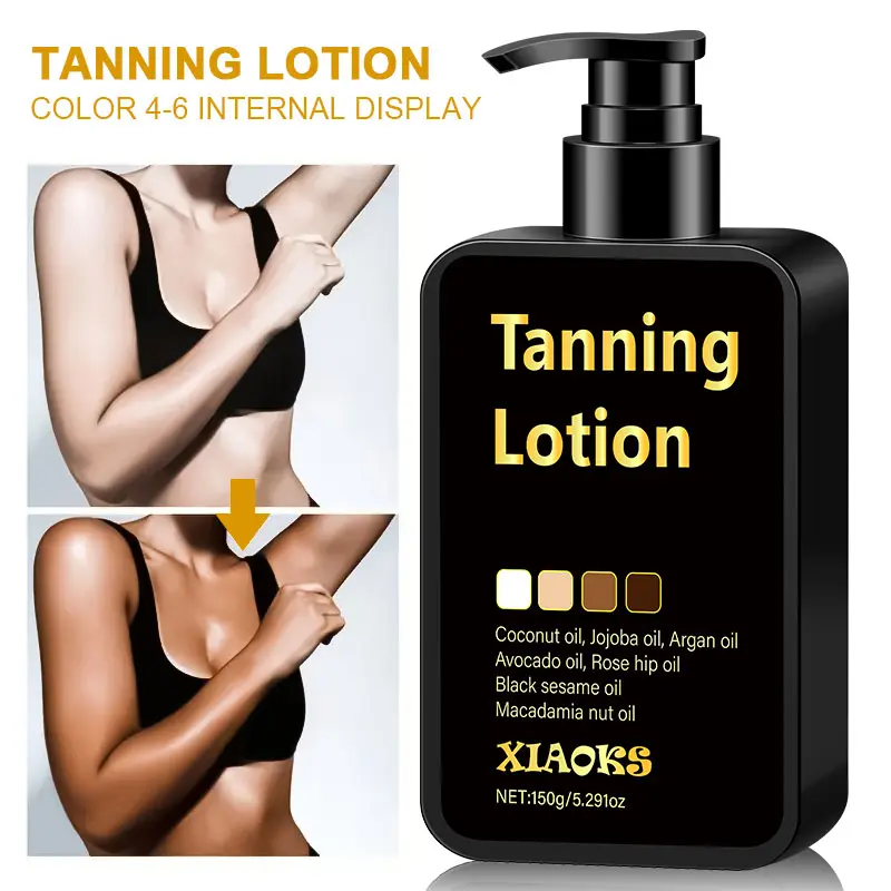 XIAOKS Tanning Lotion - Lightweight Streak-Free Non-Sticky Hydrating Sunless Tanner with Coconut Jojoba Avocado Rose Hip Black Sesame Macadamia Oils 150g