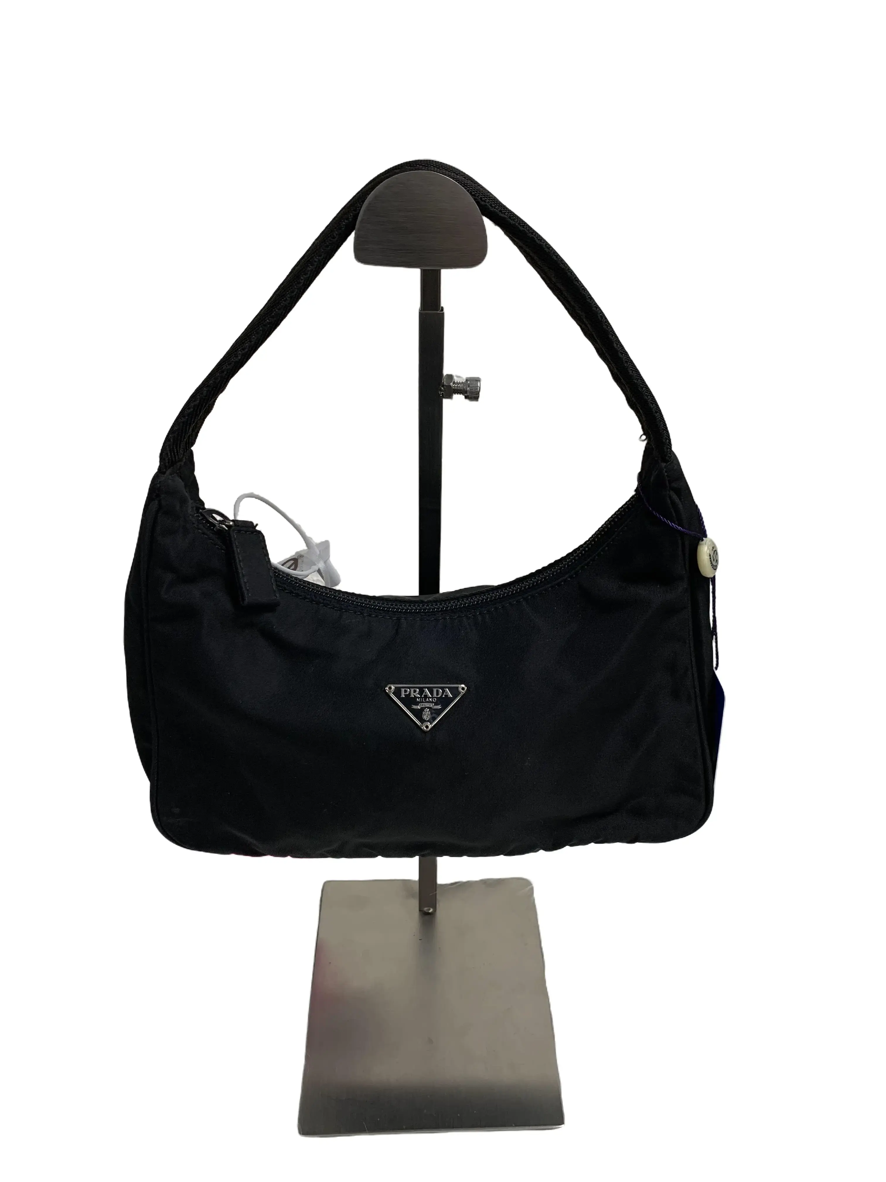 Pre-owned PRADA Black Nylon Mini Hobo Bag – Authentic Designer Handbag/WJ03211307