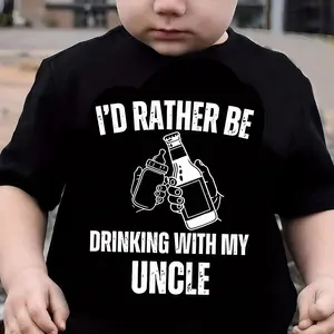 Id Rather Be Drinking With My Uncle T-Shirt, UncleBaby T-Shirt, Funny Uncle T-Shirt, Uncle Announcement T-Shirt,Regular Fit, with for Children 12 and Under, Spring/Summer/Fall