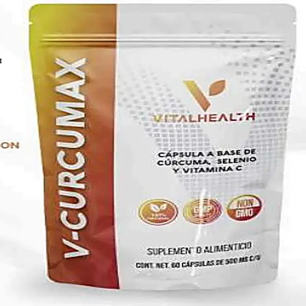 Vital Health Global V-CURCUMAX Capsules from Mexico - Curcumin Selenium & Vitamin C Supplement - 60 Capsules of 500mg Each