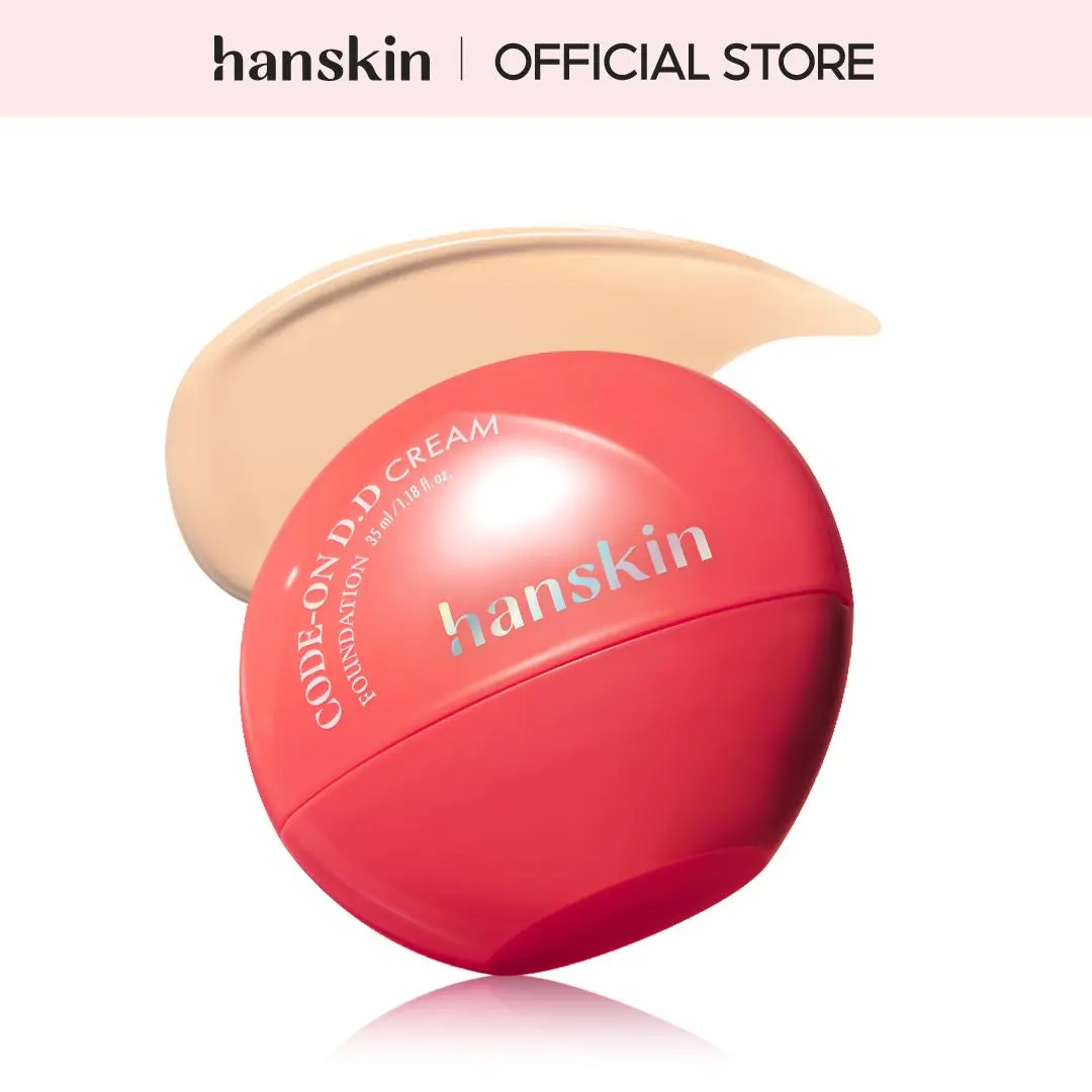 Hanskin Code On DD Cream Foundation - Korean Glow Radiant Makeup Base, Lightweight Cosmetic, Hydrating, Blendable, Buildable Coverage, Targets Dark Spots & Enlarged Pores, For All Skin Types, Korean CC Cream, Evening Use, Youth, Uneven Skin