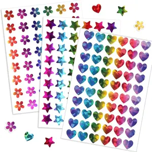 Holographic Rewards Stickers, Shiny Stars, Flowers & Hearts, 810pcs, DIY Classroom Supplies, Unique Laser Cut Design
