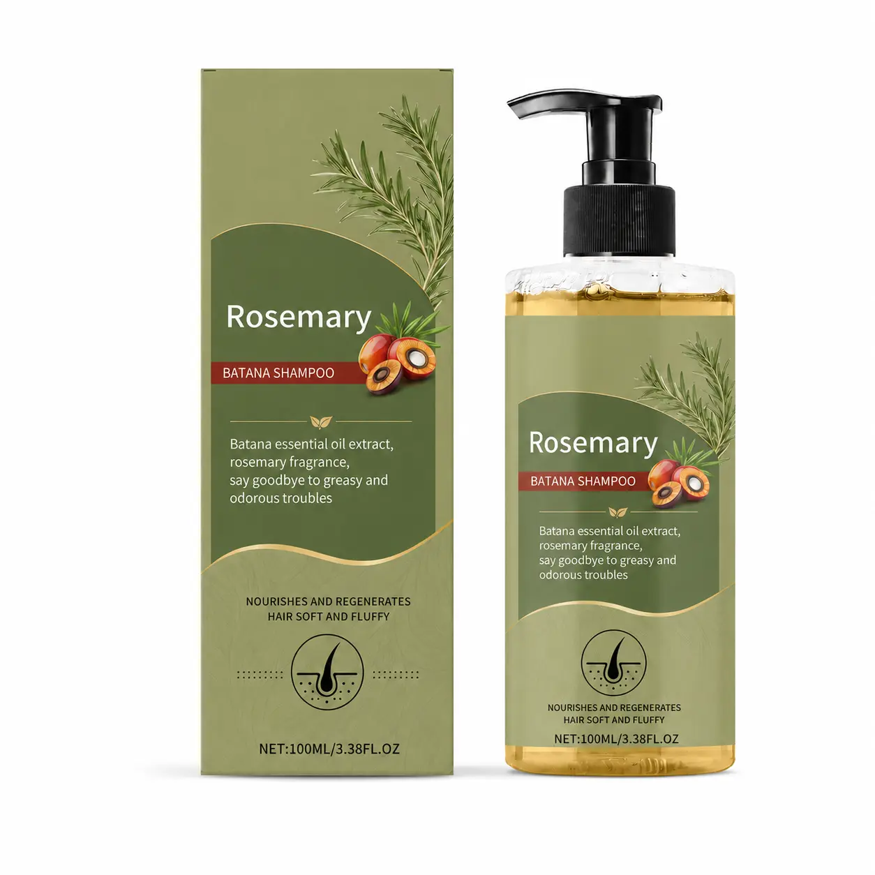 Rosemary Shampoo, Moisturizing Scalp Cleanser for Dry Scalp, Daily Hair Care for Men & Women, 3.38 fl oz