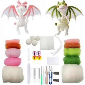 Needle Felting Kits Beginners, DIY Wool Felt Dragon Materials Set for Adults Kids, Needle Felting Craft Project Gift for Women Men