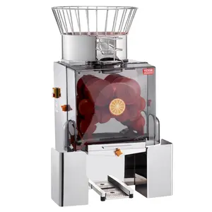 Spring new arrivals Commercial Orange Juicer Machine, 120W Automatic Feeding Juice Extractor, Stainless Steel Juice Extractor for 25 Oranges Per Minute, with Pull-Out Filter Box, PC Cover, 2 Peel Collecting Buckets