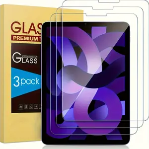3-piece Tempered Glass Screen Protector, Compatible with iPad Air 4/5 10.9-inch 4th Generation/5th Generation 2020 Model A2324/A2072/A2316/A2588/A2591, Hardness 9H, Anti-fingerprint, Anti-glare, Scratch-resistant, Tempered Screen Film, Tablet Protector