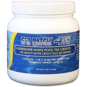 4 F.S. White Pool Tile Grout Repair Kit -  Setting Underwater or Above Water White Grout for Tile Restoration - 3 Lb.